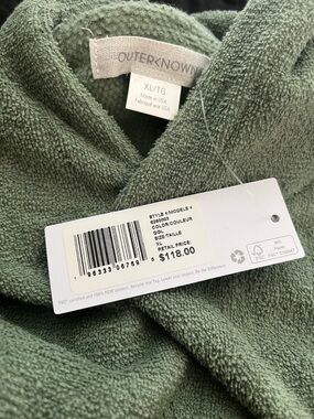 Outerknown Olive Green Pullover Sweatshirt XL organic cotton